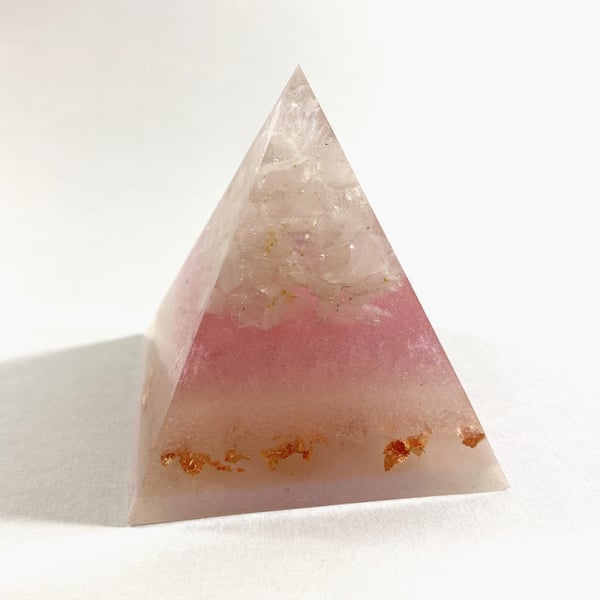 Resin & Rose Quartz Crystal Pyramid