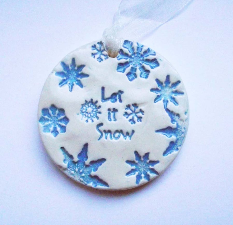 Let It Snow ceramic Christmas decoration