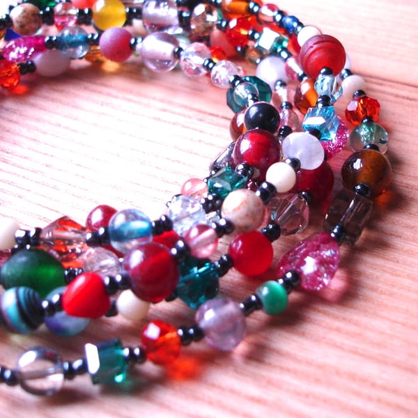 Long Boho Multicolour Bead Bracelet