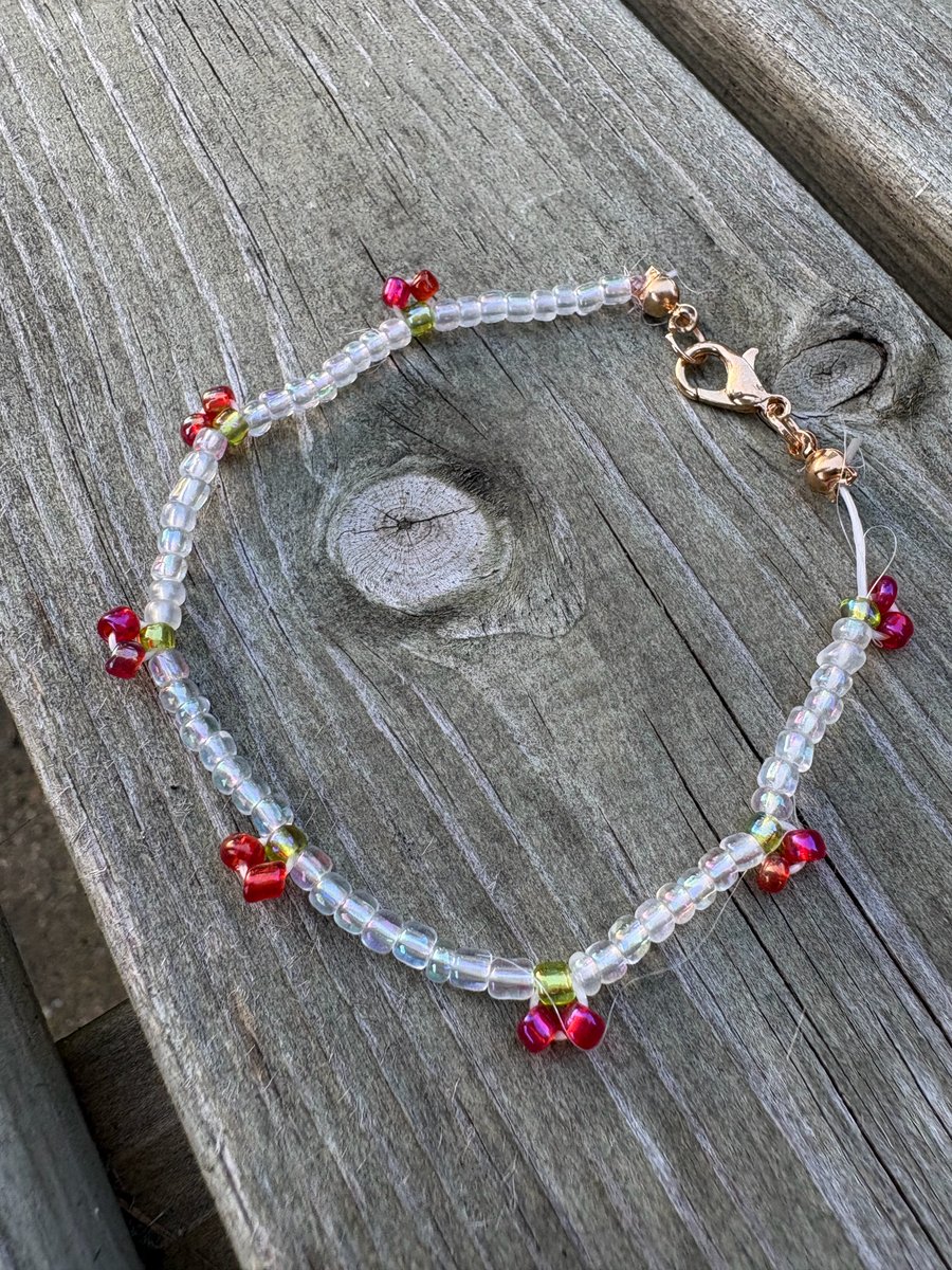 Cute Summer Cherry Beaded Bracelet