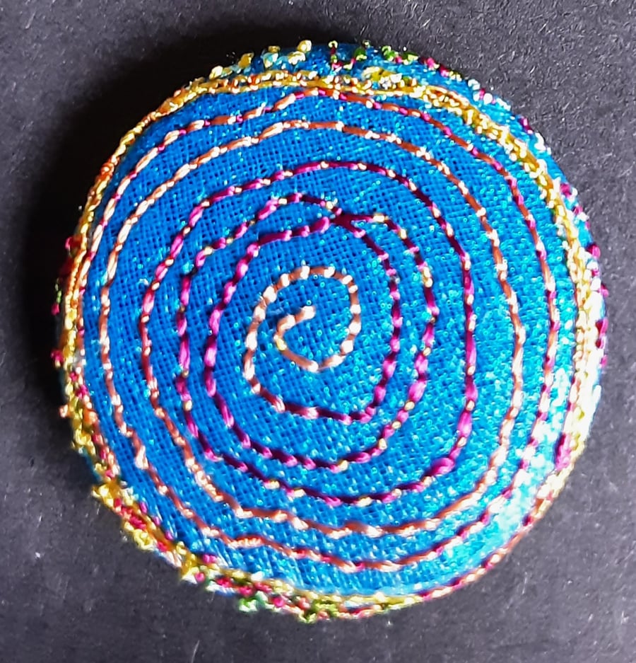 Buttons 1 inch button Hand Dyed Silks and Cottons Free Machine Embroidery Button