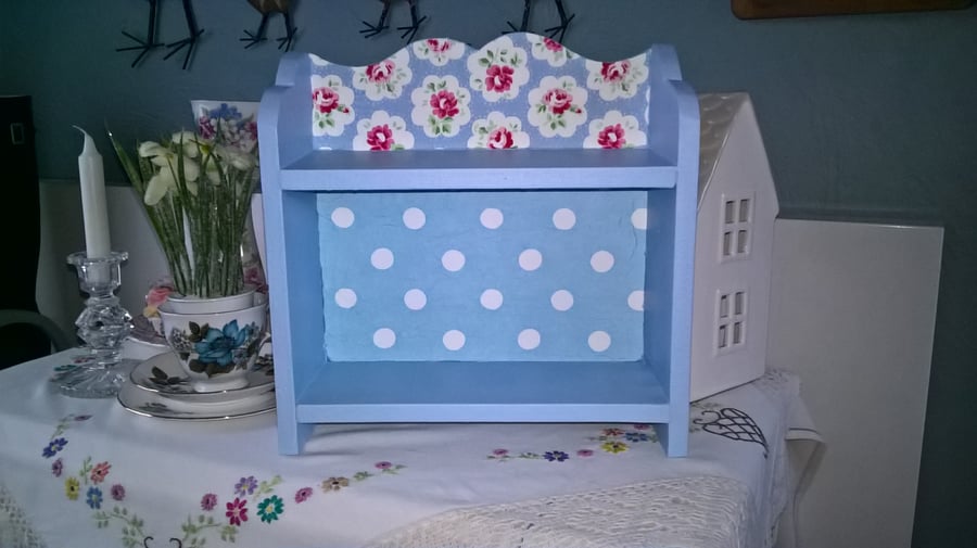 Handcrafted Wooden Storage Shelf Unit made with Cath Kidston Design Shabby Chic