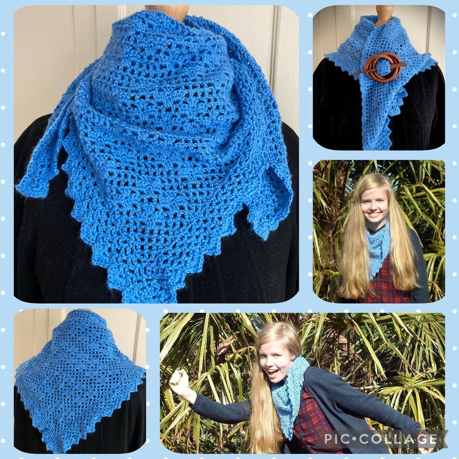  crochet shawlette triangular scarf  kerchief gift