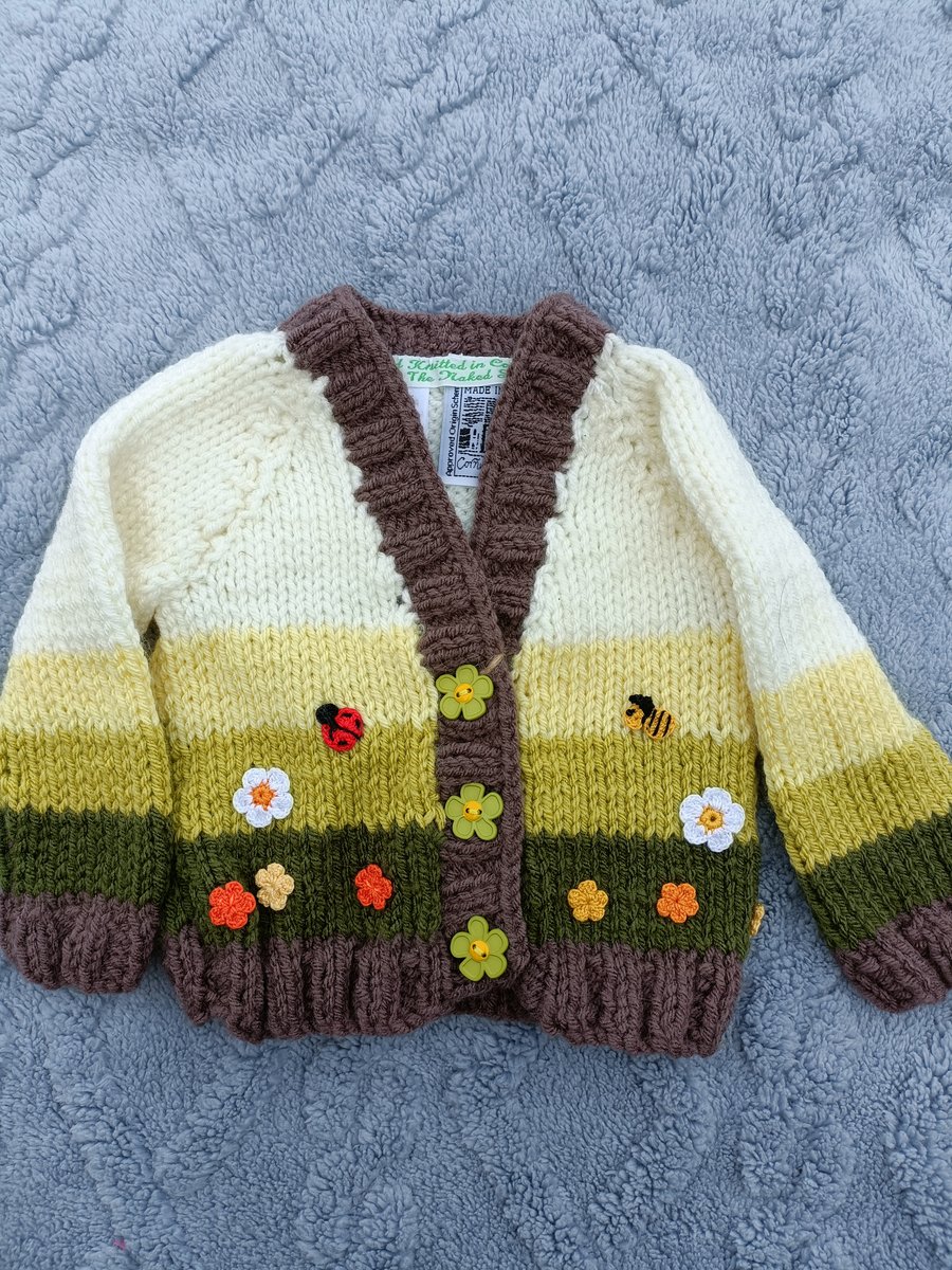 6-12 month Wool  Hand Knitted Cardigan 