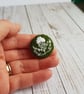 Emerald green embroidery brooch pin with Scottish thistle design - Image 2