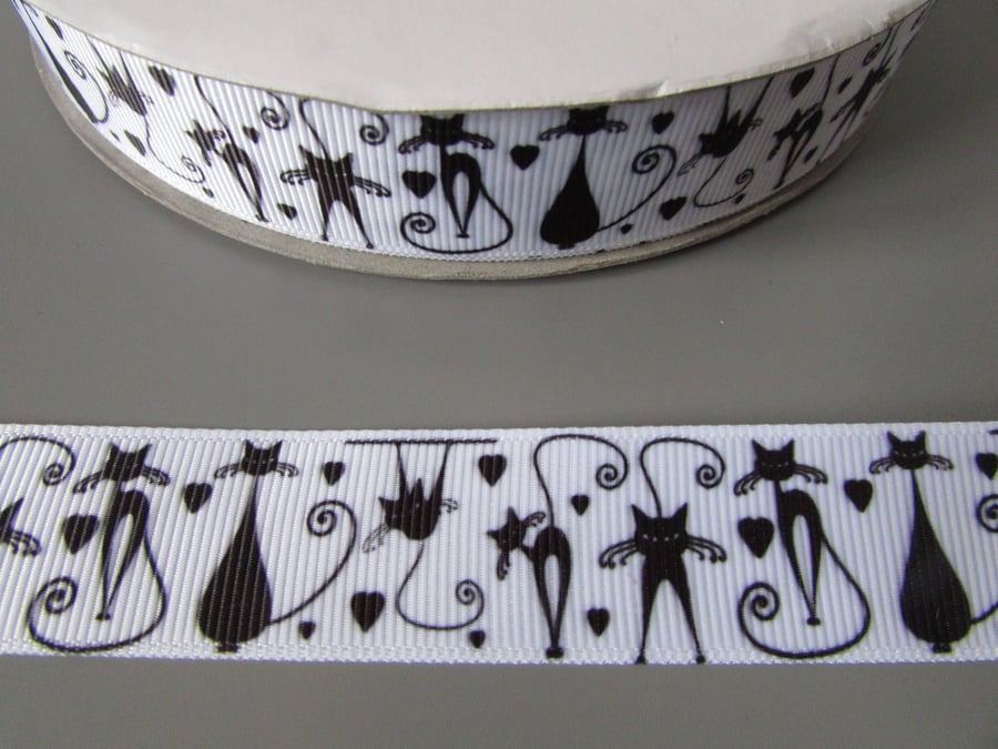 Black Cat 2.2cm Grosgrain Ribbon x 1 metre