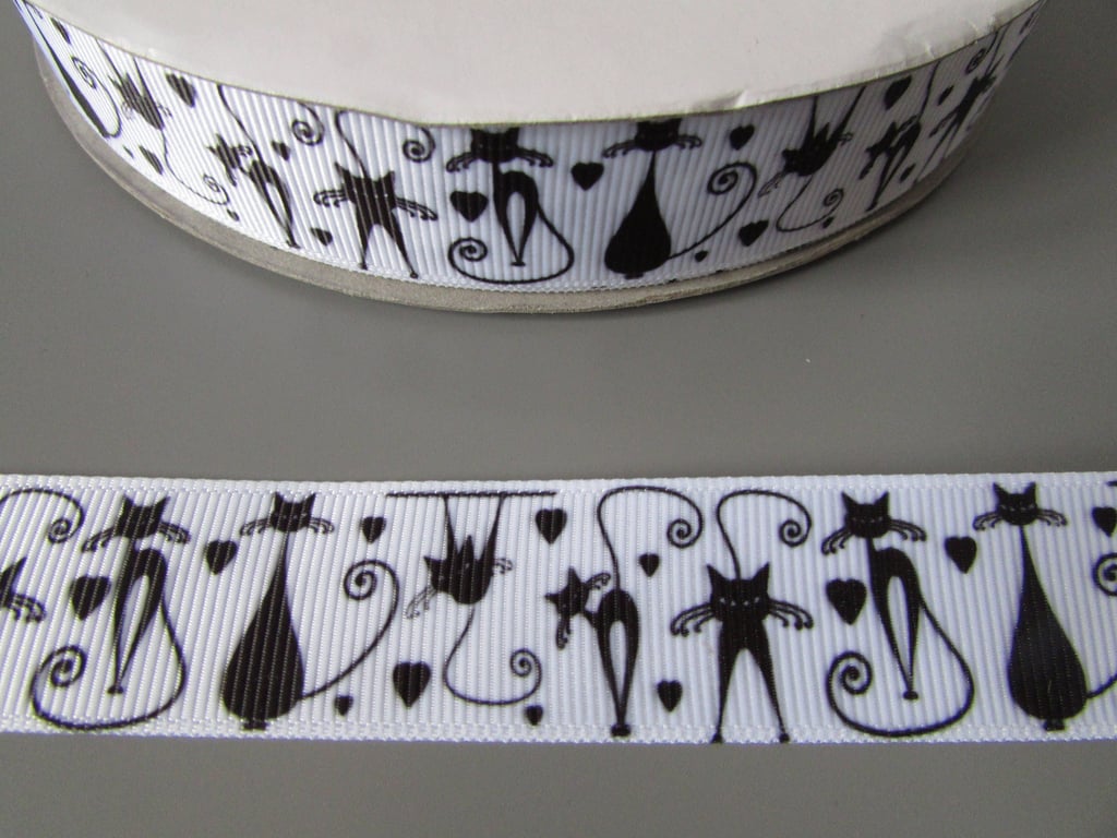 Black Cat 2.2cm Grosgrain Ribbon x 1 metre