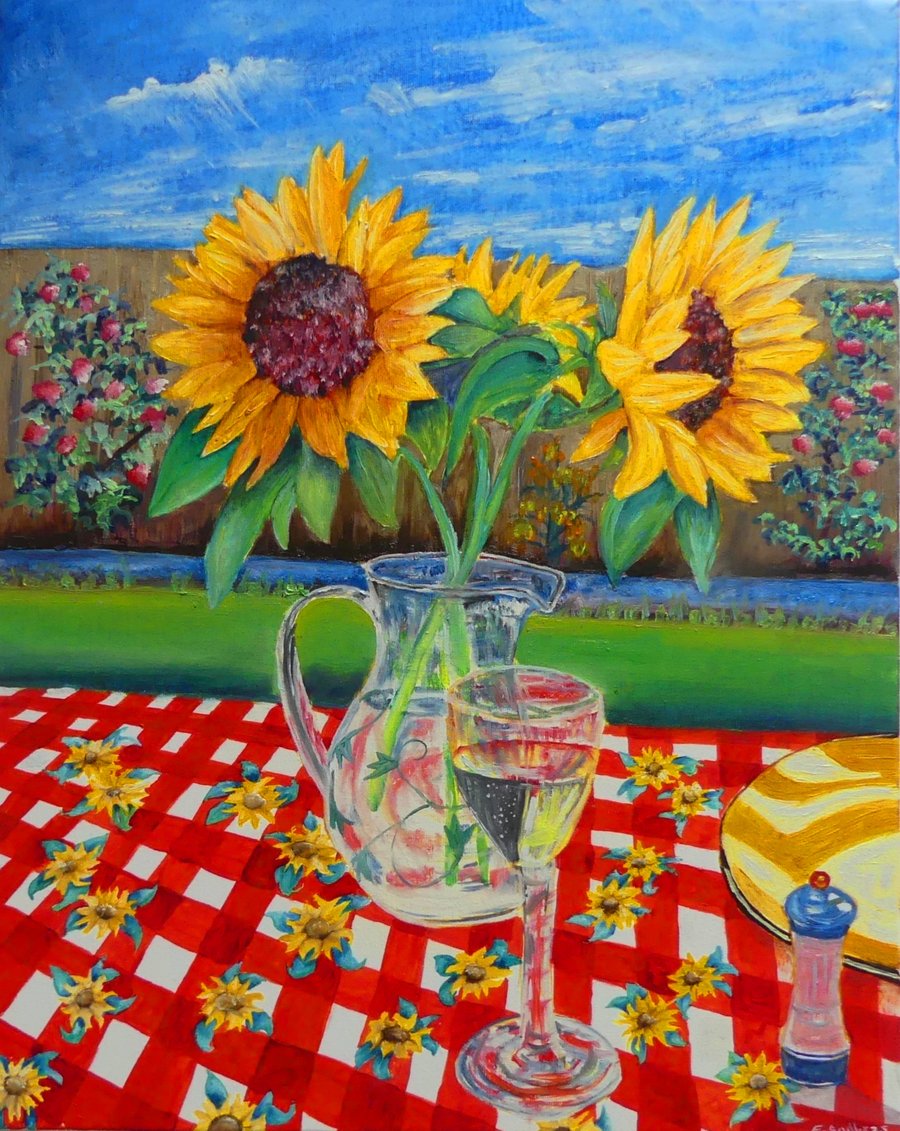 Sunflowers Still Life Original OIl Painting