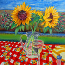 Sunflowers Still Life Original OIl Painting