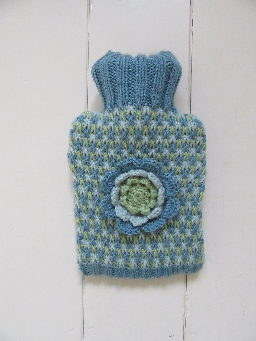 Hot water bottle cover - Nordic blue tweed