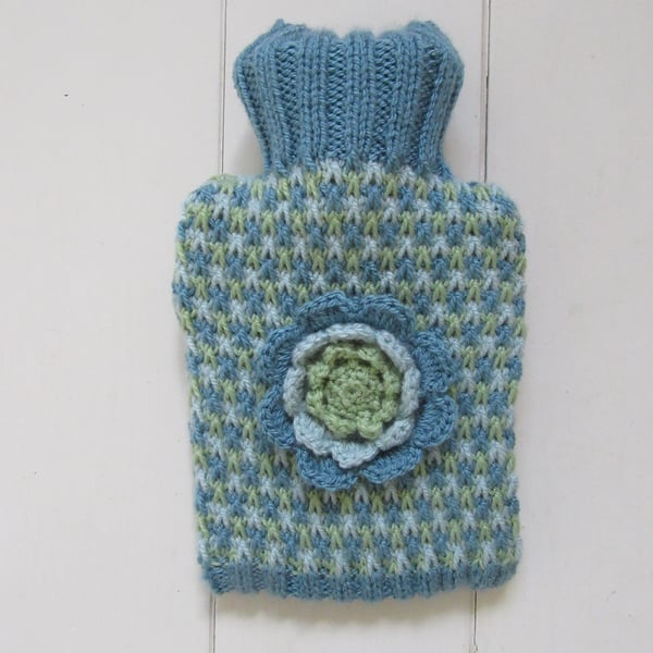 Hot water bottle cover - Nordic blue tweed