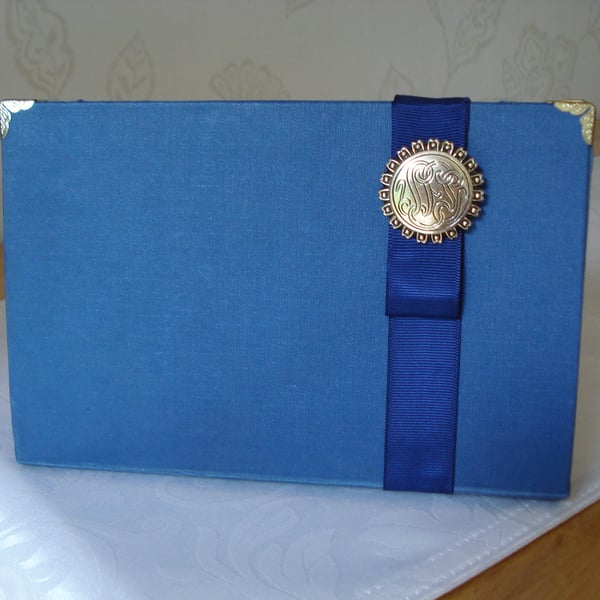 Blue Clutch Bag Made And Recycled From A Book By Alec Waugh (R458)