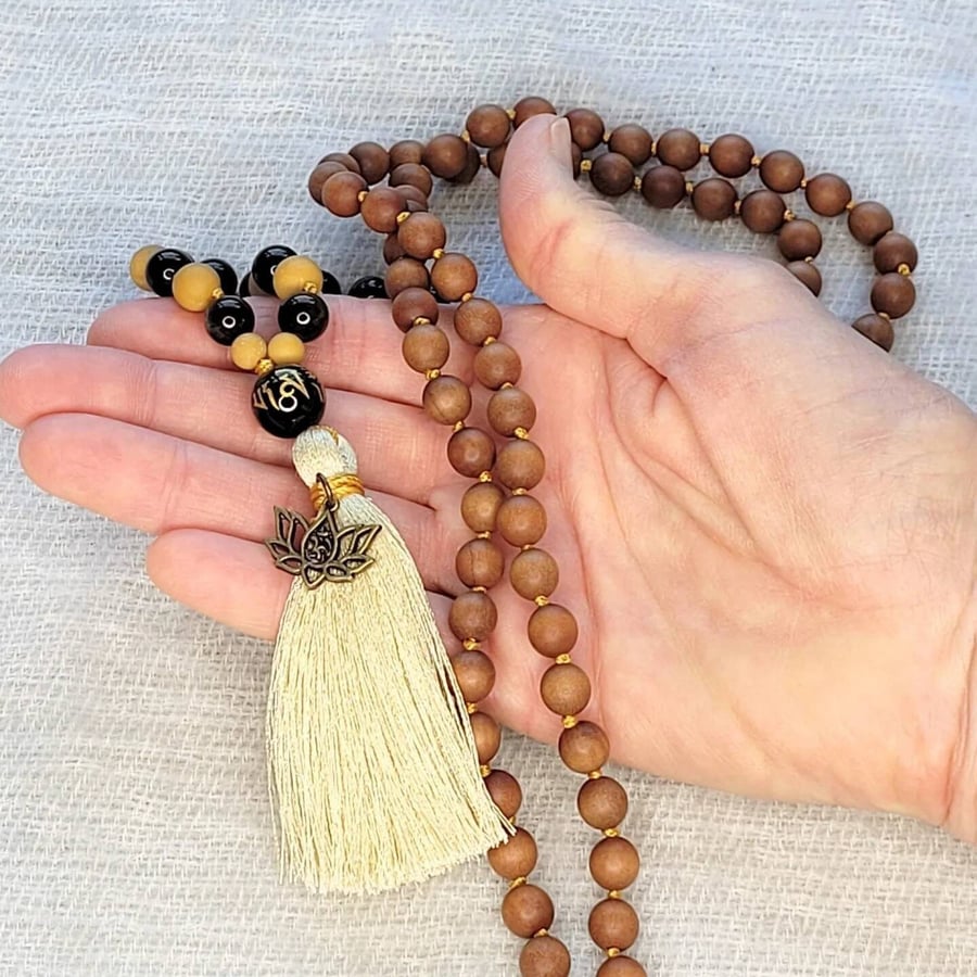 108 Mala Beads Japa Mala, 8mm Mookaite Stone Tibetan Prayer Beads