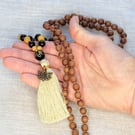 DECISION MAKING Mala Necklace, 108 Hand Knotted Sandalwood Mala Beads