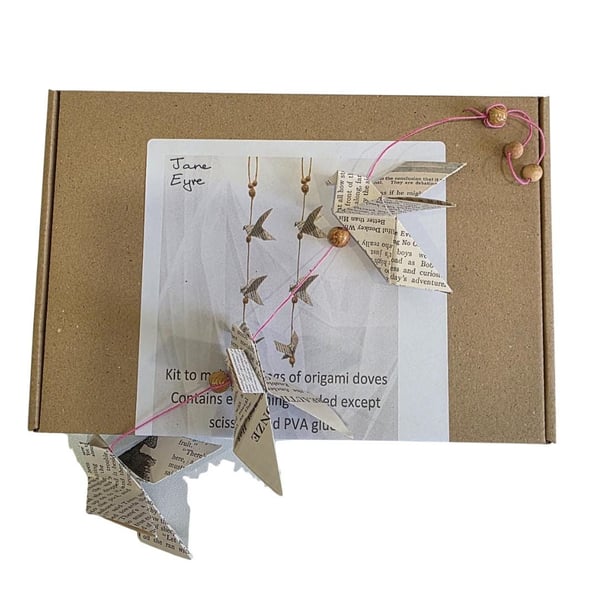 Origami Dove Kit: DIY Hanging Bird Decorations with Recycled book page paper