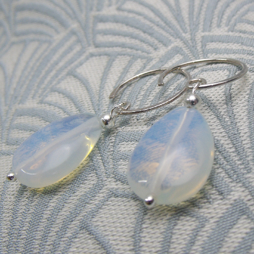 Opal Quartz Earrings, Handmade Dangle Earrings, Semi-Precious Stone Earrings DD3