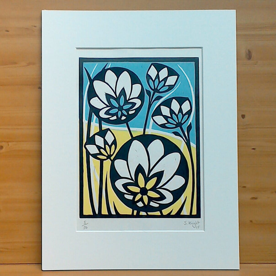 Flower Meadow Lino Print
