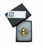 Bumble Bee Brooch - in Stripes of Golden Yellow and Black Enamels - Image 3