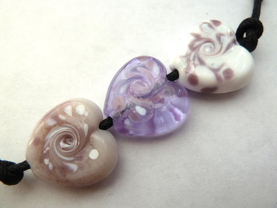 lilac heart beads