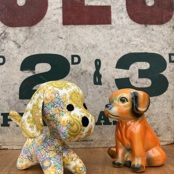 Bobbo Doggo the Vintage Fabric Pup (yellow)