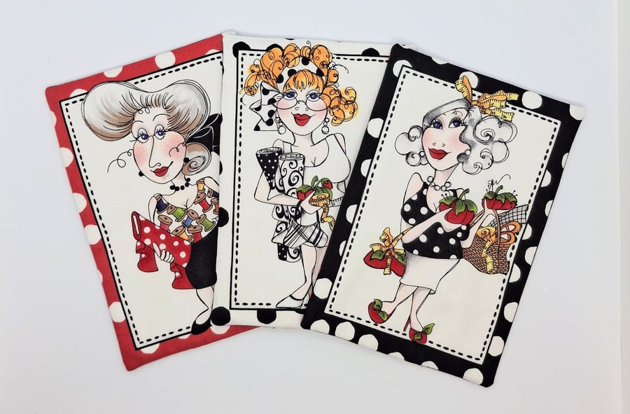 Ladies Mug Rug Coasters Set3