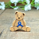 Colon Bowel Cancer Awareness Bear Badge, Handmade Teddy Support Brooch