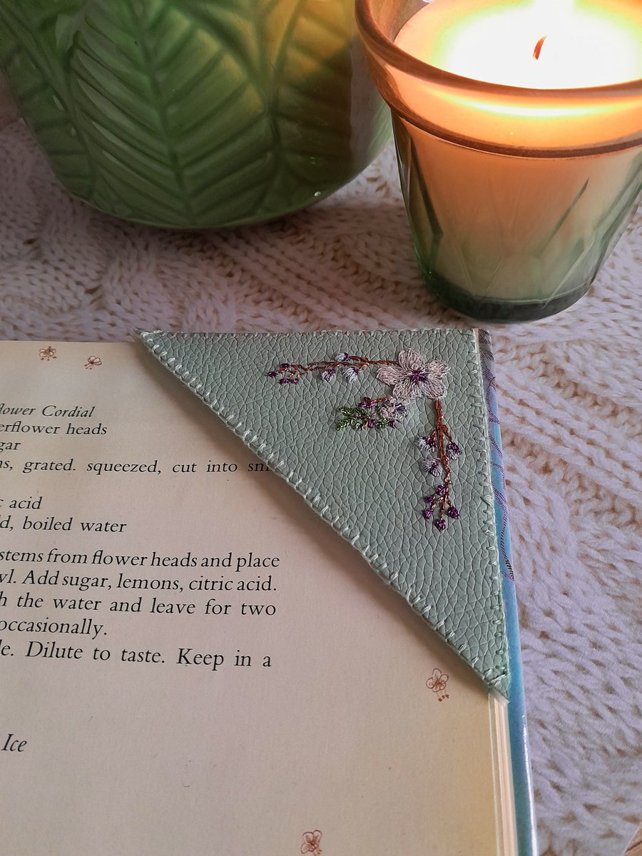 Faux Leather embroidered Bookmark