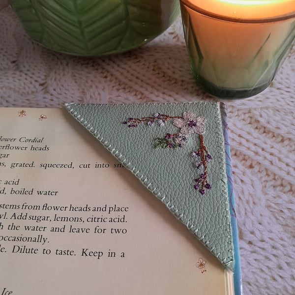 Faux Leather embroidered Bookmark