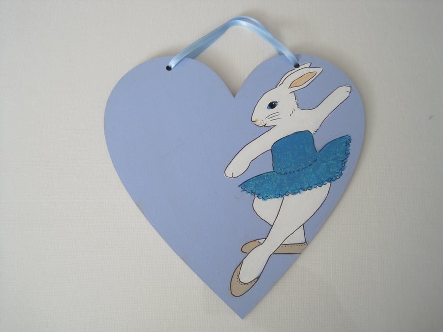 Bunny Name Plaque Rabbit Ballerina Ballet Dancer Love Heart Tutu Wood Wooden