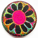 Badge 58mm Multicoloured Flower Textile Badge 