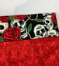 Skulls and roses fabric brush roll, Gothic pencil wrap, Tool wrap,  Handmade - Image 3