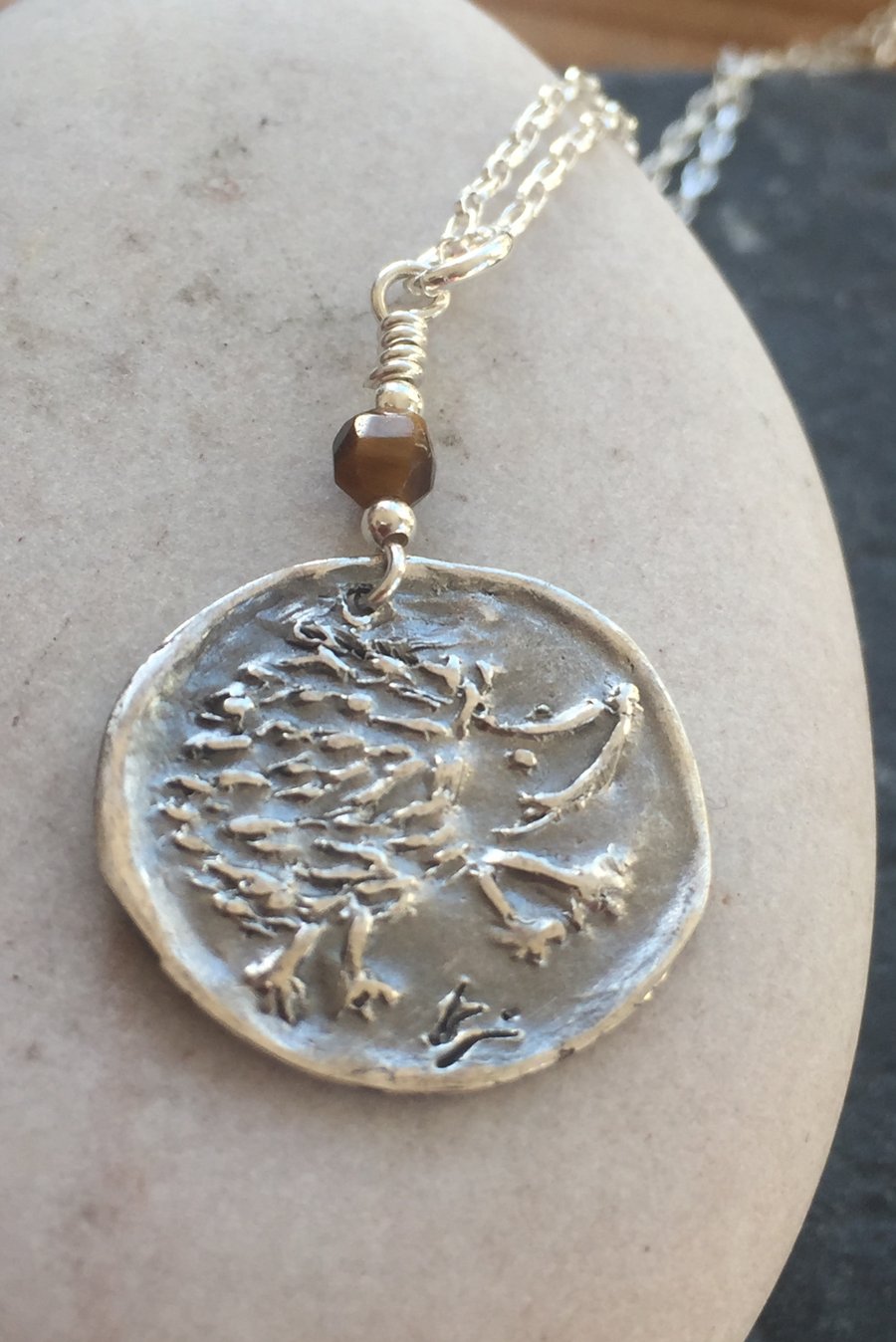 Hedgehog pendant in fine and sterling silver