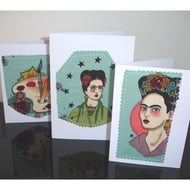 Frida Kahlo Cards Pack of 3 Art Notelets Self-P... - Folksy