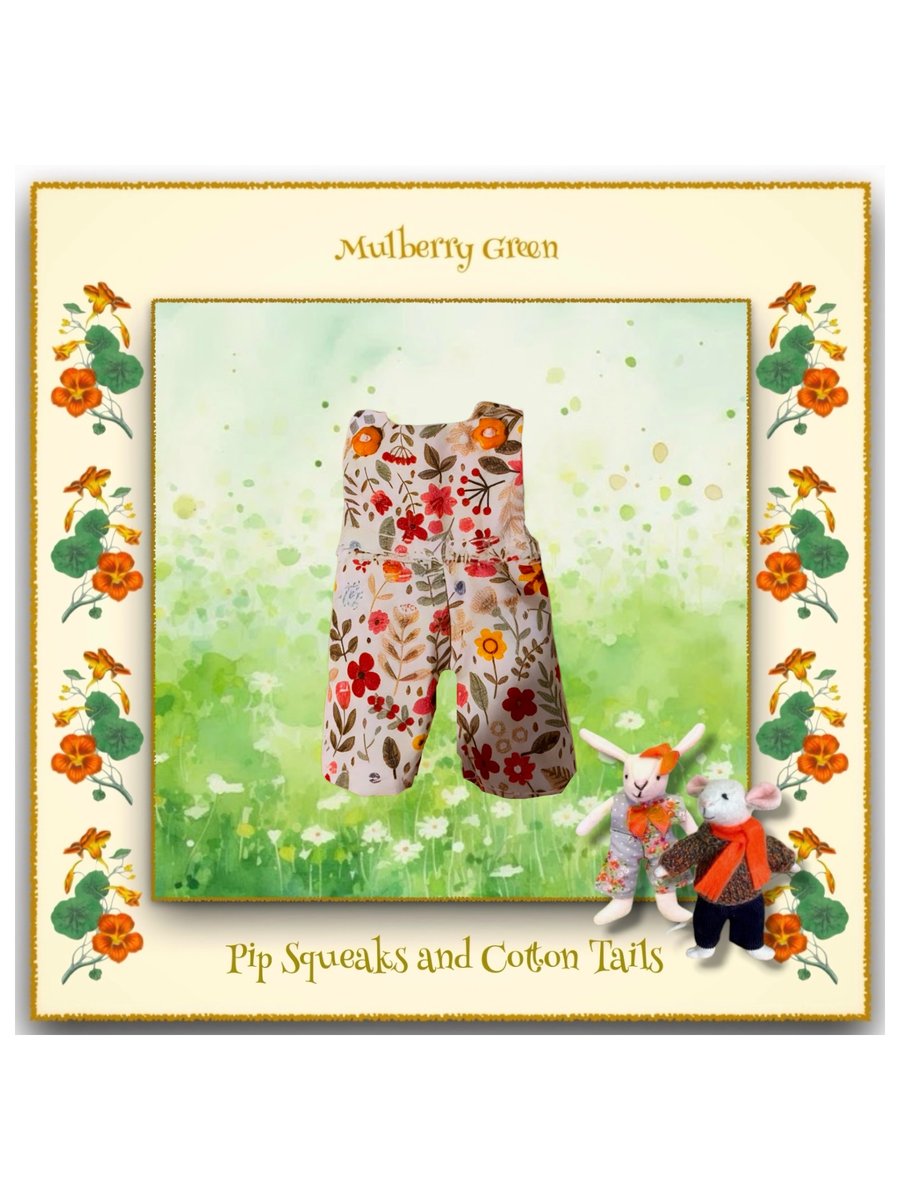 Orange Flowered Dungarees to fit the Little Nippers and Bunny Hugs 
