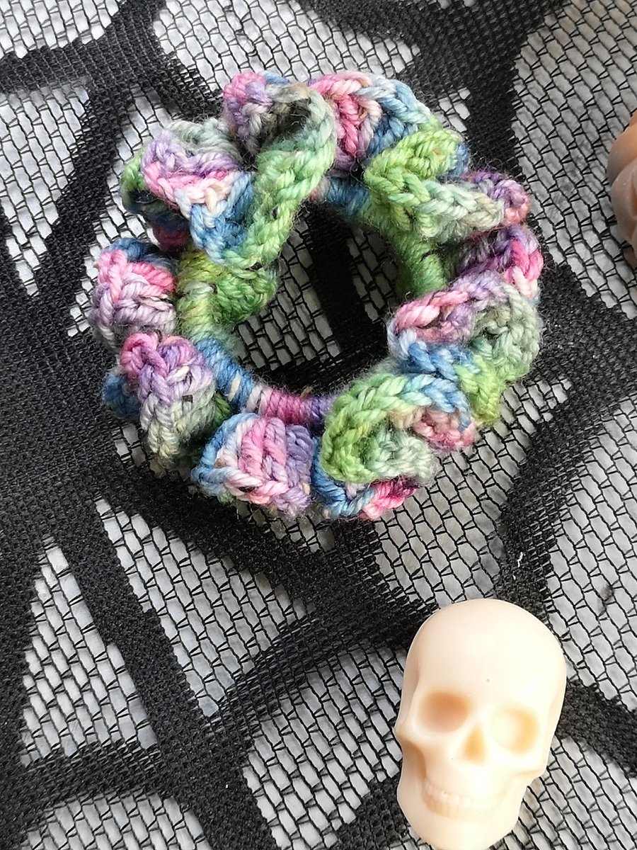 Multicoloured Crochet Scrunchie.