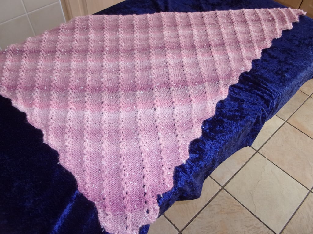 Northern Lights Random Pink Hand Knitted Ladies Shawl