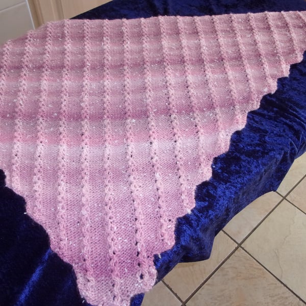 Northern Lights Random Pink Hand Knitted Ladies Shawl