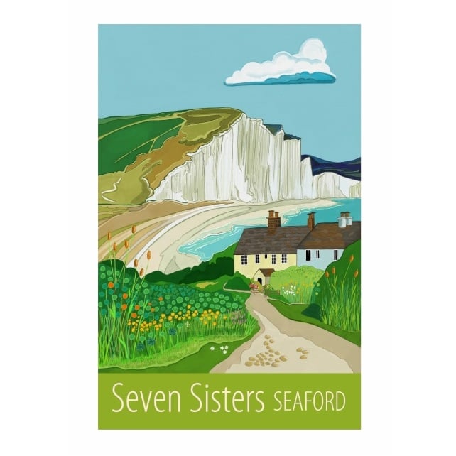 Seven Sisters Seaford travel poster print by Susie West