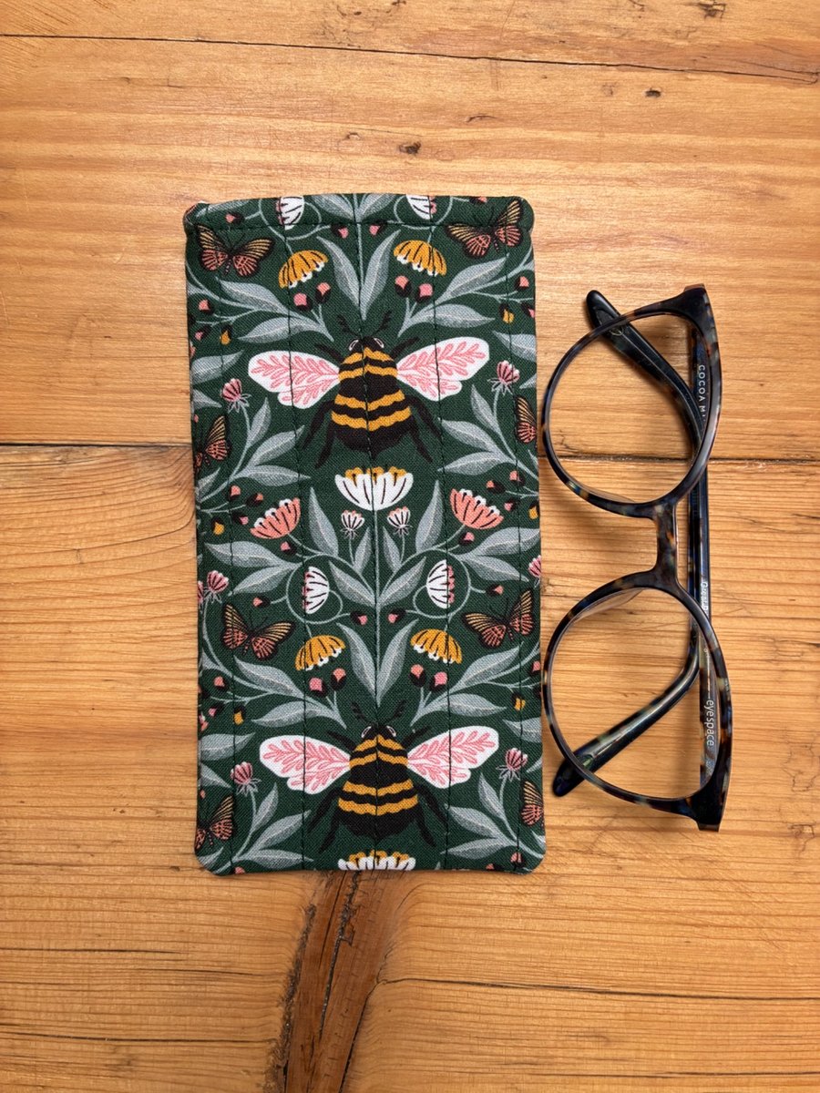 Bee Print Quilted Fabric Glasses Case - Folksy