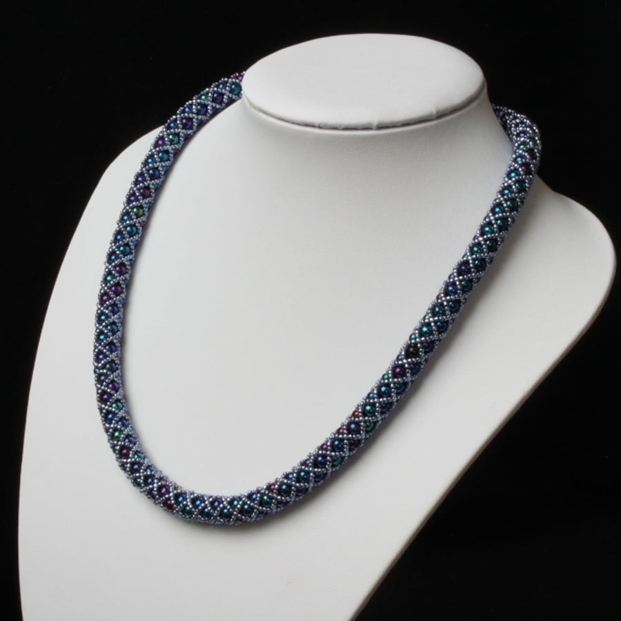 Blue Metallics Netted Necklace