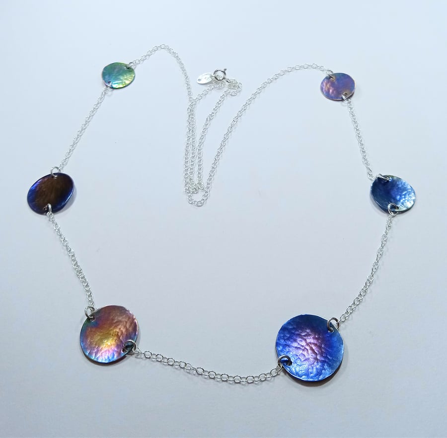 Long Titanium and Sterling Silver Necklace - UK Free Post