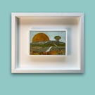 Original Framed Mixed Media Painting Of Landscape With Trees - Dawning