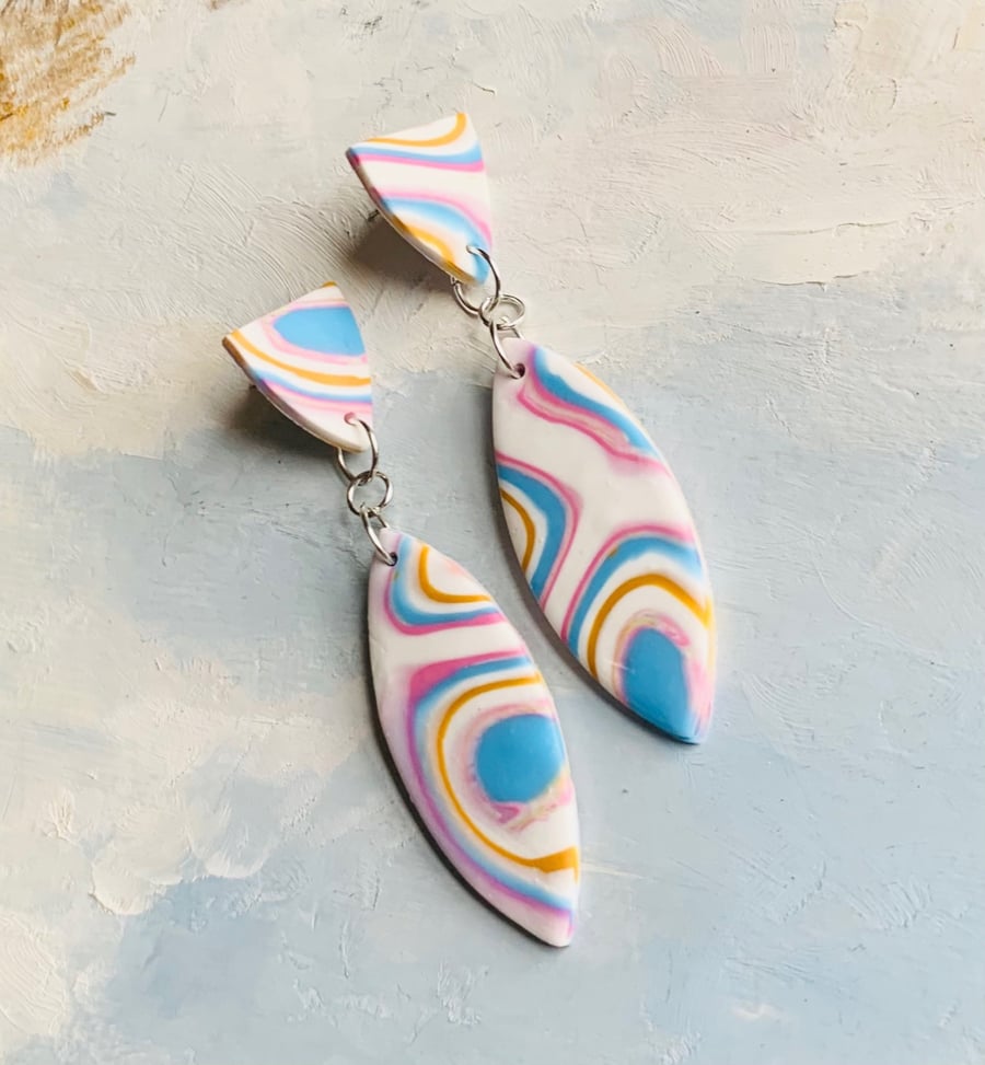 Unique jazzy polymer clay lightweight dangle earrings 