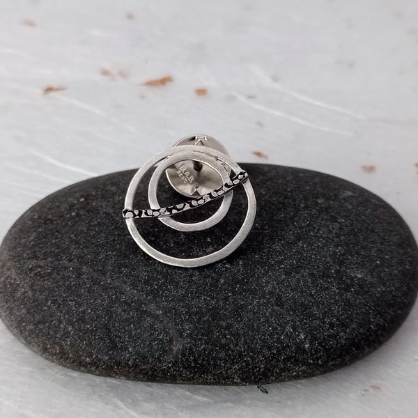 Sterling silver ring and wire lapel pin – handmade geometric brooch 