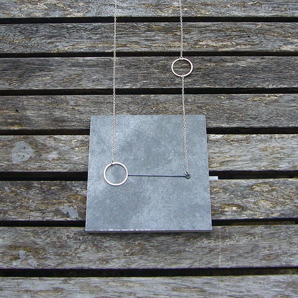 Sterling silver circles & wire necklace, minimalist jewellery, modern necklace