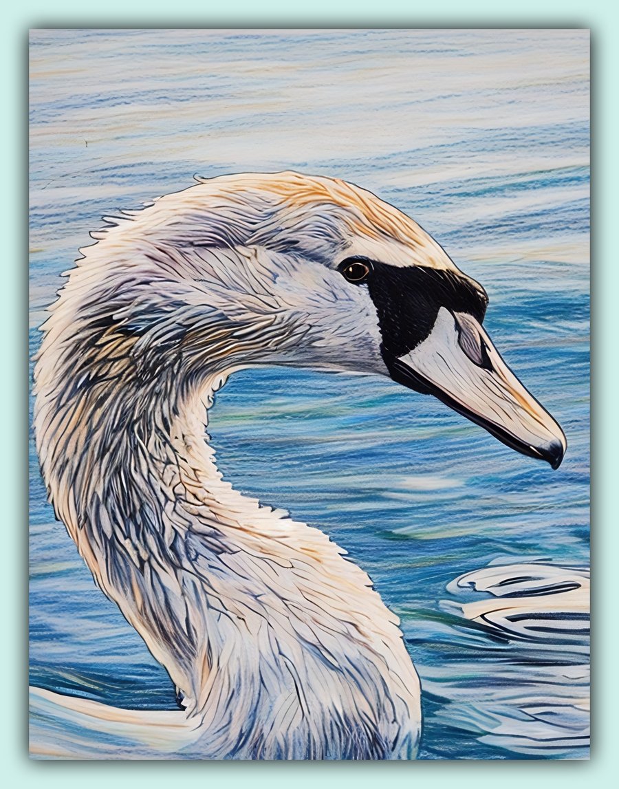 Swan Bird In Winter Greeting Card A5