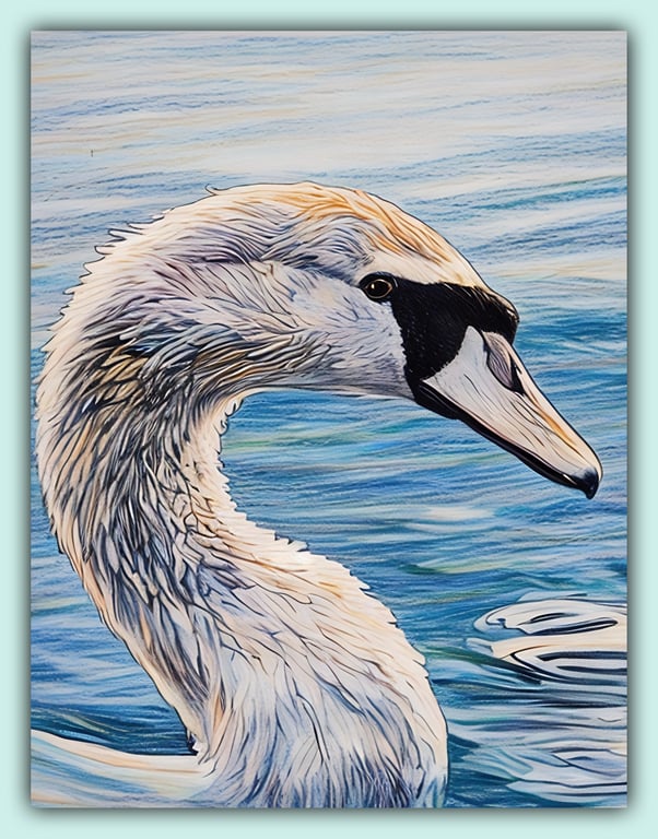 Swan Bird In Winter Greeting Card A5