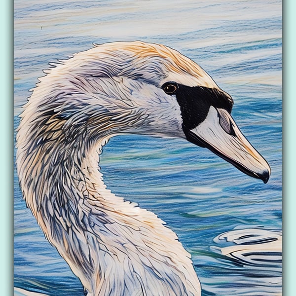 Swan Bird In Winter Greeting Card A5