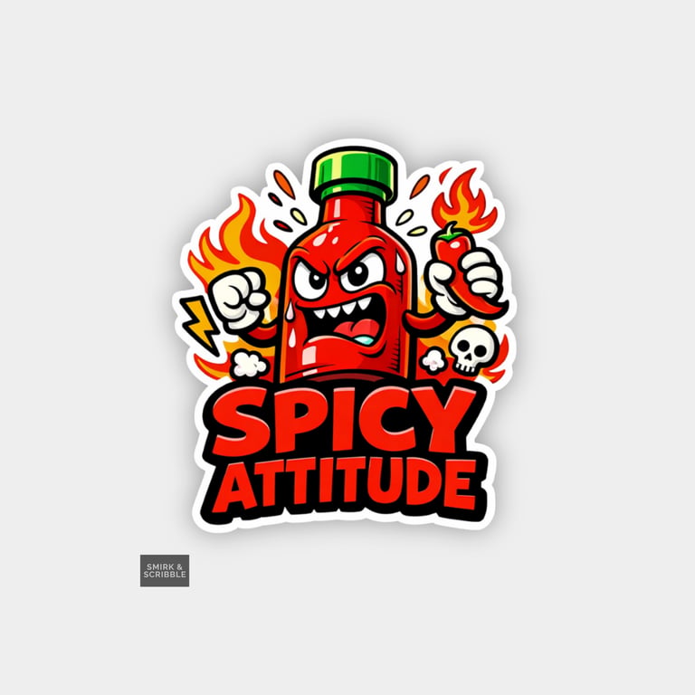 Funny Cheeky Novelty Sticker For Adults - Spicy Attitude Hot Sauce