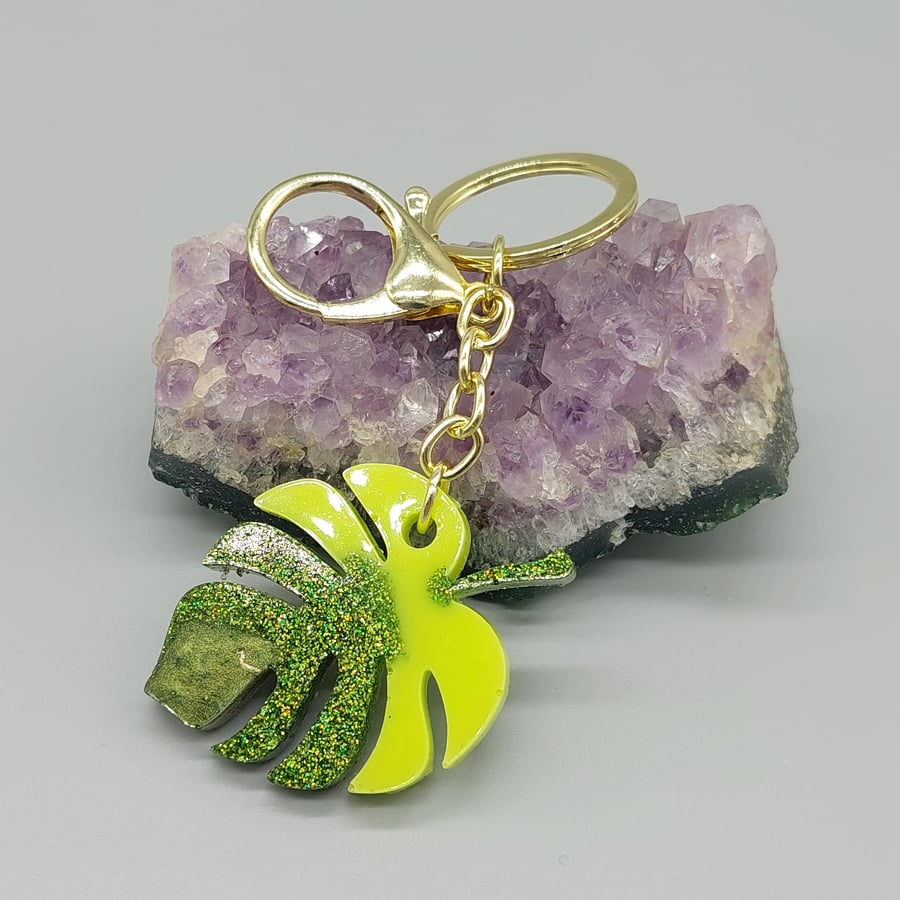 Monstera Keyring, Cheese Plant Keyring, Leaf Keyring, Gift for Plant Lovers